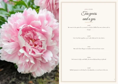 Pages 6–7 of Wedding programme with songs and seating plan – 24 pages