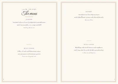 Pages 8–9 of Wedding programme with songs and seating plan – 24 pages