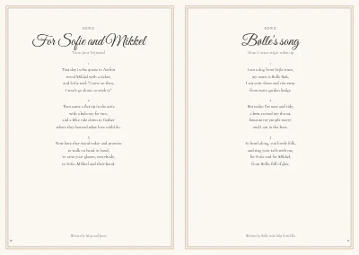 Pages 10–11 of Wedding programme with songs and seating plan – 24 pages