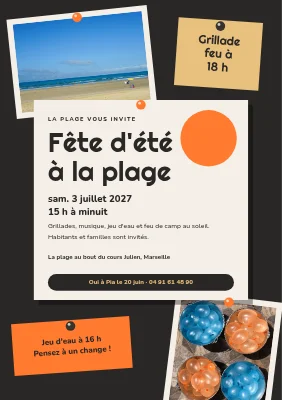 Fête d'été à la plage — panneau d'affichage