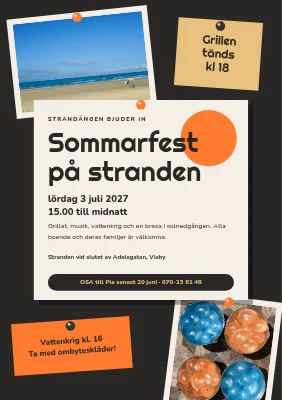Strandsommarfest — anslagstavla