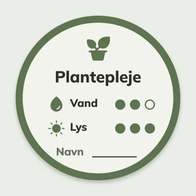Plantepleje på en etiket