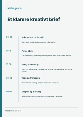 En tydeligere kreativ brief — Møteagenda