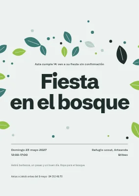 Fiesta de no confirmación — una fiesta en el bosque con confeti de hojas