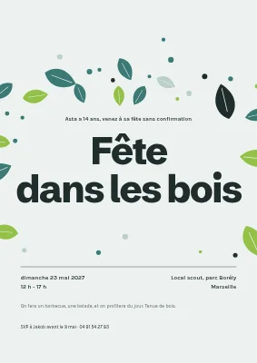 Fête de non-confirmation — une fête en forêt avec des confettis de feuilles