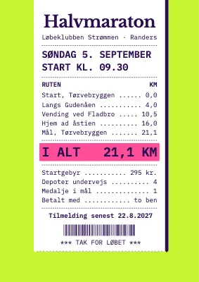 Halvmaraton som kvittering — plakat