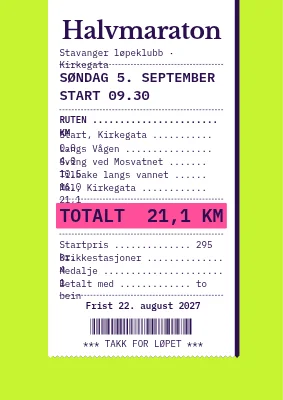 Halvmaraton som kvittering — plakat