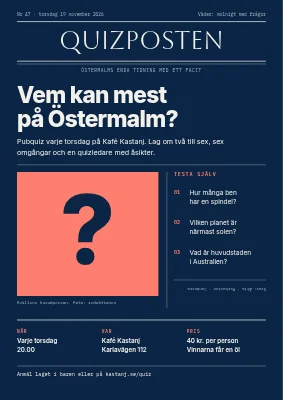 Pubquiz på Frederiksberg — tidningsförstasida