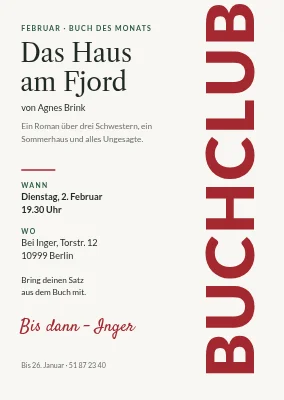 Buchclub in Haderslev — Buch des Monats
