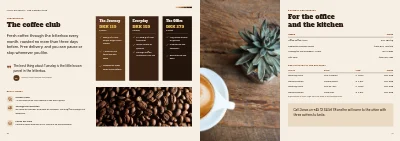 Pages 10–11 of Coffee catalogue for a coffee roastery – 12 pages