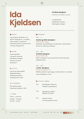 CV for grafisk designer — prøvetrykk