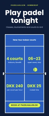 Padel centre roll-up — play padel tonight