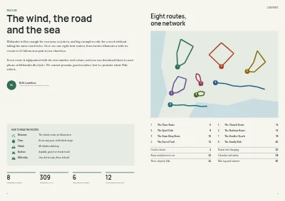 Pages 2–3 of Cycle route guide for a tourist region – 32 pages