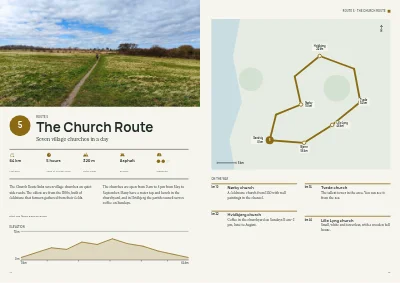 Pages 14–15 of Cycle route guide for a tourist region – 32 pages