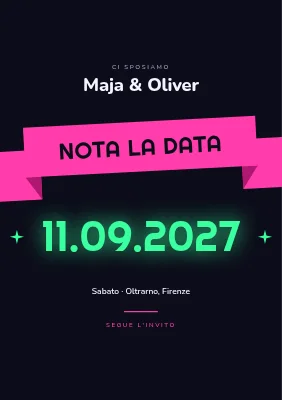Save the date — nastro rosa e neon