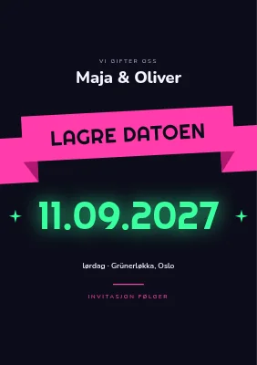 Lagre datoen — rosa sløyfe og neon