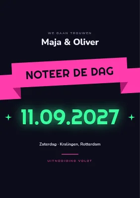 Save the date — roze lint en neon