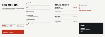 Side 18–19 af Virksomhedsprofil for transportfirma – 20 sider