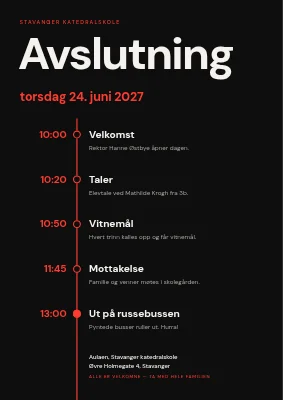 Avslutning — dagen på en rød tidslinje