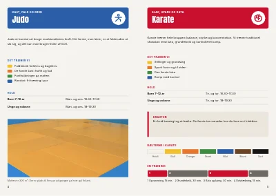 Side 4–5 af Holdoversigt for kampsportsklub – 12 sider