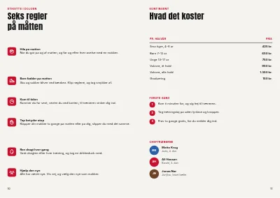 Side 10–11 af Holdoversigt for kampsportsklub – 12 sider
