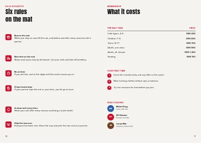 Pages 10–11 of Class overview for a martial arts club – 12 pages