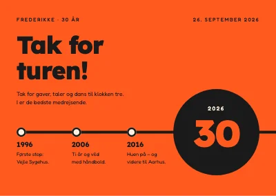 30-års fødselsdag — takkekort med livslinje