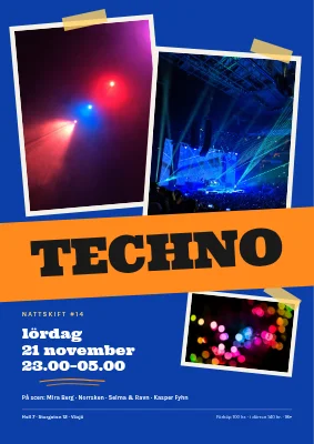 Technokväll — collage med klubbljus