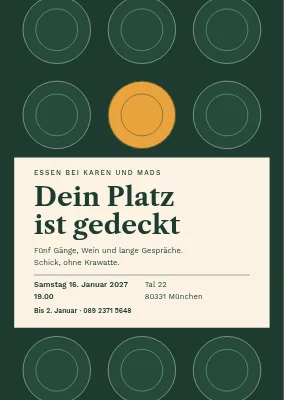 Dinnerparty — ein gedeckter Tisch von oben