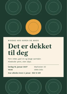 Middagsselskap — et dekket bord sett ovenfra