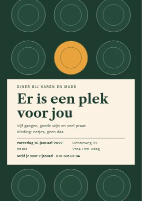 Dinnerparty — een gedekte tafel, van boven gezien