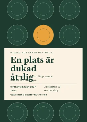 Middagsbjudning — ett dukat bord sett uppifrån