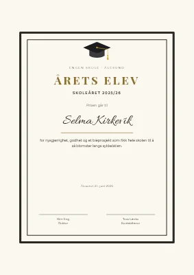 Skolebevis — årets elev