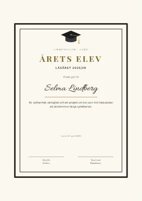 Skolcertifikat — årets elev