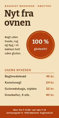 Dørplakat til glutenfrit bageri — nyheder
