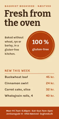 Door poster for a gluten-free bakery — what’s new