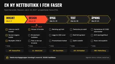 Prosjektfaser i fem trinn