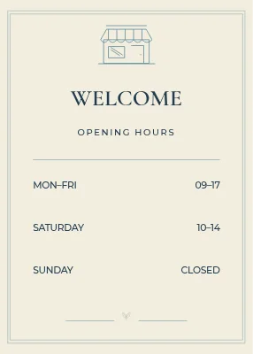 ÅBNINGSTIDER — Opening hours sign