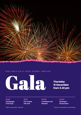 New Year's Eve gala — fireworks and a torn edge