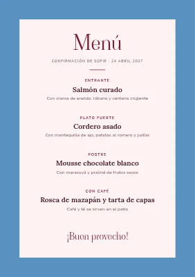 Página 2 de Menú de confirmación — magnolia en un cielo azul