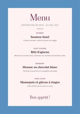 Page 2 de Menu de confirmation — magnolia dans un ciel bleu