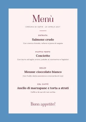 Pagina 2 di Menu della cresima — magnolia in un cielo azzurro