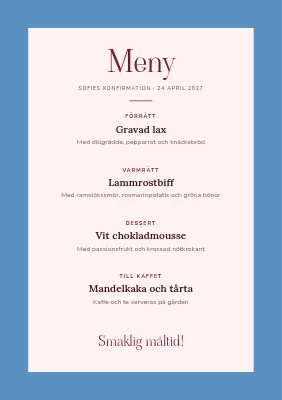 Sida 2 av Konfirmationsmeny — magnolia mot blå himmel
