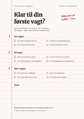 Tjekliste — nye frivillige