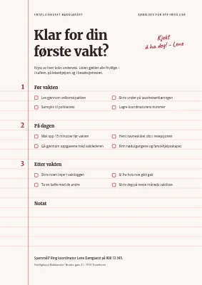 Sjekkliste — nye frivillige