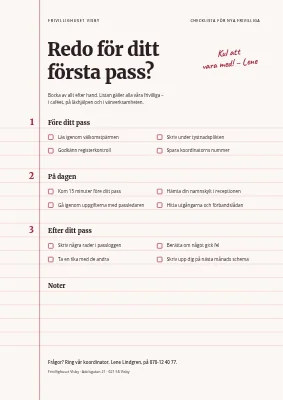 Checklista — nya volontärer