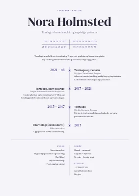 CV for tannlege — tannskjema