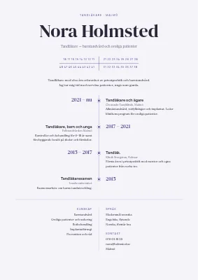 Tandläkar-CV — tandschema