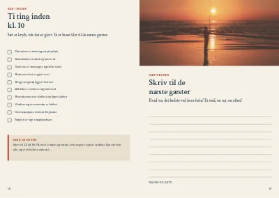 Side 18–19 af Velkomstmappe for sommerhusudlejer – 20 sider