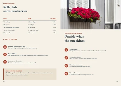 Pages 16–17 of Welcome folder for a holiday home owner – 20 pages